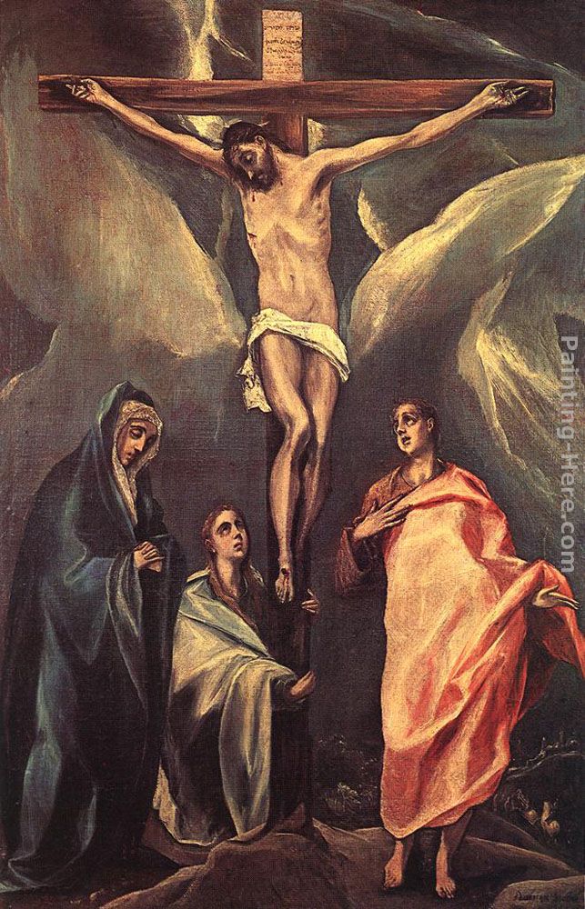 Christ on the Cross with the Two Maries and St John painting - El Greco Christ on the Cross with the Two Maries and St John art painting